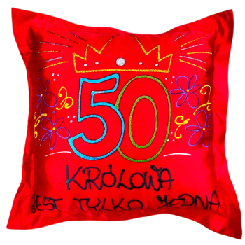 [Ds02-50] Poduszka satynowa Królowa jest tyko jedna na 50